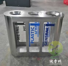室內(nèi)地鐵站商用透明不銹鋼分類(lèi)垃圾桶